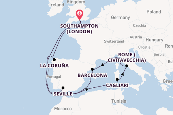 Western Mediterranean from Southampton, England with the Celebrity Apex