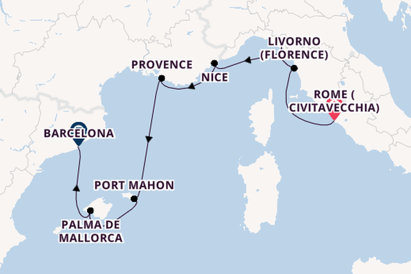 Western Mediterranean from Rome (Civitavecchia), Italy with the Azamara Onward
