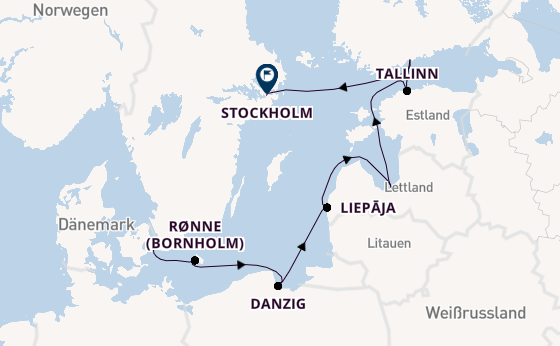 Ostsee ab Kopenhagen, Dänemark auf der Silver Dawn