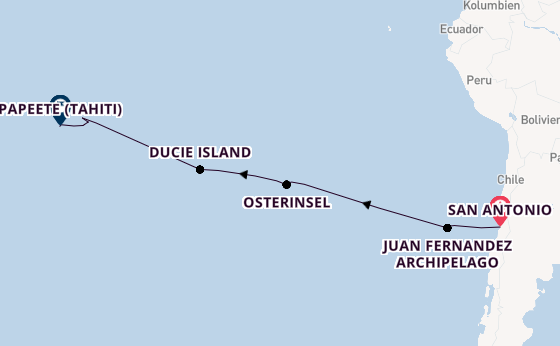 Polynesien ab San Antonio, Chile auf der Seabourn Pursuit