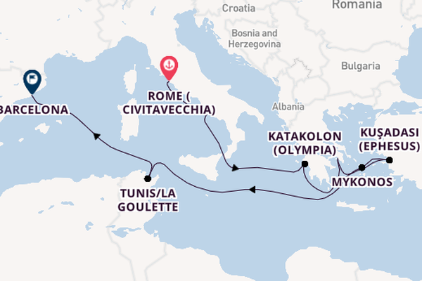 Mediterranean Sea from Rome (Civitavecchia), Italy with the Carnival Sunshine