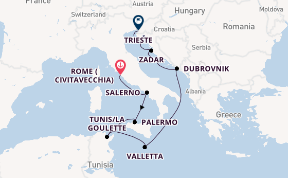 Mediterranean Sea from Rome (Civitavecchia), Italy with the Allura