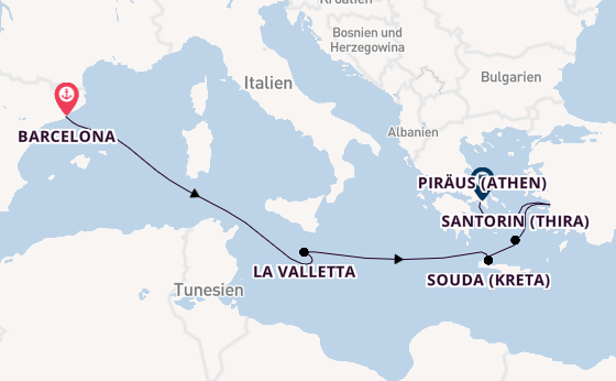 Mittelmeer ab Barcelona, Spanien auf der Oosterdam