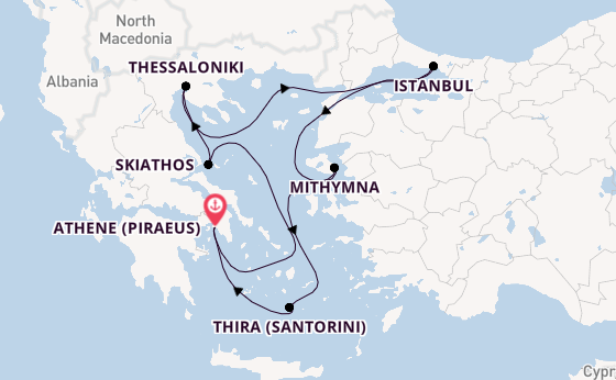 Oostelijke Middellandse Zee vanaf Athene (Piraeus), Griekenland met de EXPLORA I