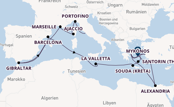 Mittelmeer ab Civitavecchia (Rom), Italien auf der Oosterdam