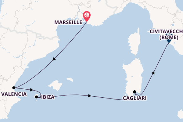 Westelijke Middellandse Zee vanaf Marseille, Frankrijk met de MSC Musica