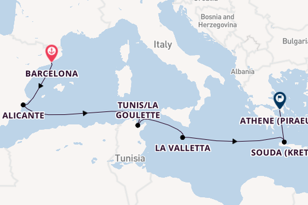 Middellandse Zee vanaf Barcelona, Spanje met de Nieuw Statendam