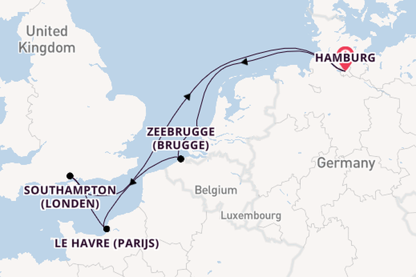 Engeland vanaf Hamburg, Duitsland met de Mein Schiff 2 