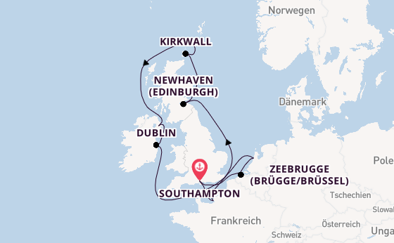 Britische Inseln ab Southampton, Großbritannien auf der Norwegian Sky