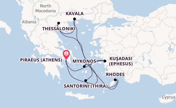 Eastern Mediterranean from Piraeus (Athens), Greece with the Celebrity Infinity