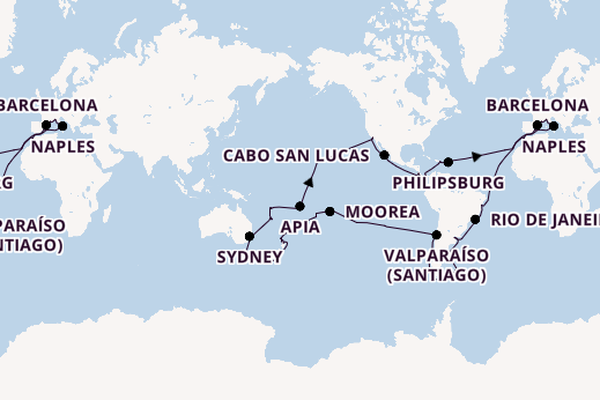 World Cruise from Rome (Civitavecchia), Italy with the MSC Magnifica