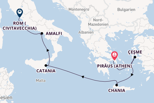 Mittelmeer ab Piräus (Athen), Griechenland auf der Azamara Pursuit