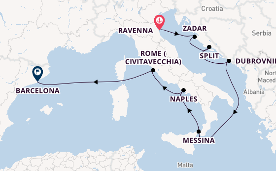 Mediterranean Sea from Ravenna, Italy with the Mariner of the Seas