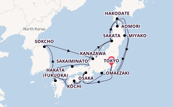 Japan from Tokyo, Japan with the Westerdam