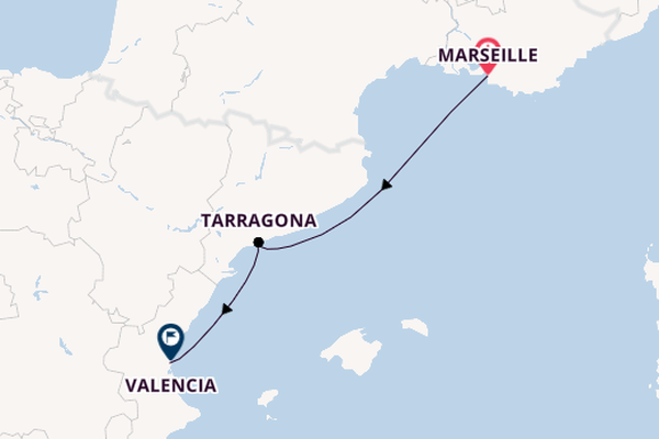 Westelijke Middellandse Zee vanaf Marseille, Frankrijk met de MSC Orchestra