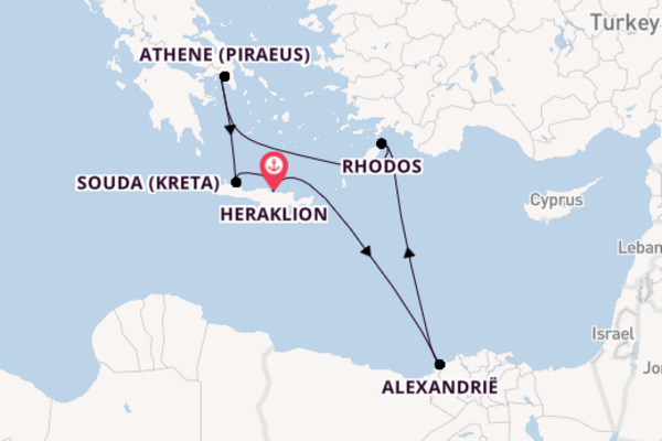 Oostelijke Middellandse Zee vanaf Heraklion, Griekenland met de Mein Schiff 5