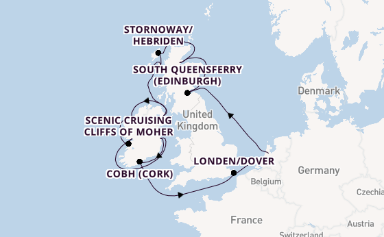 Britse Eilanden vanaf Amsterdam, Nederland met de Nieuw Statendam