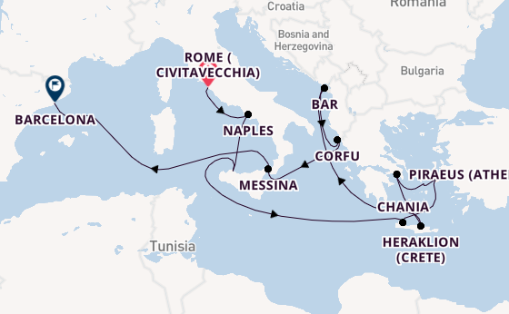 Mediterranean from Rome (Civitavecchia), Italy with the Sun Princess