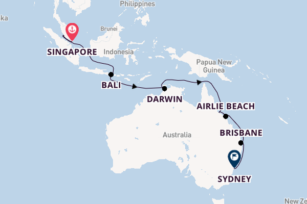 Australia from Singapore, Singapore with the Grand Princess