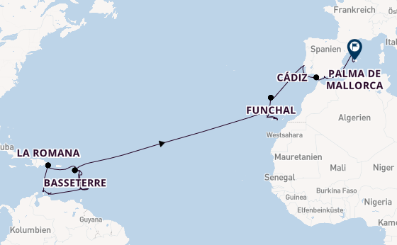 Karibik ab Bridgetown, Barbados auf AIDAperla