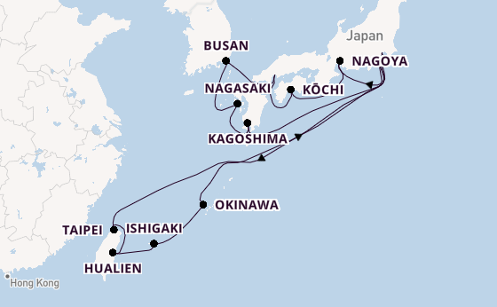 Japan from Tokyo, Japan with the Diamond Princess