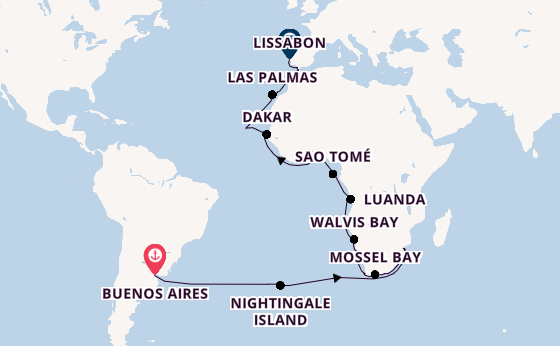 Transatlantik ab Buenos Aires, Argentinien auf der Seabourn Quest