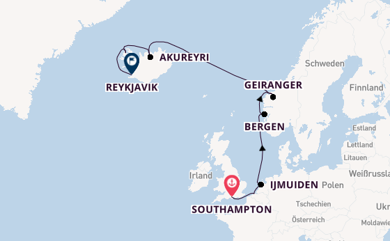Norwegen ab Southampton, Großbritannien auf der Norwegian Prima