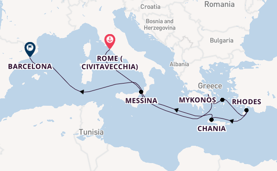 Mediterranean from Rome (Civitavecchia), Italy with the Disney Wish