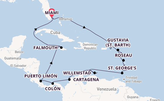 Caribbean from Miami, Florida with the Seven Seas Voyager
