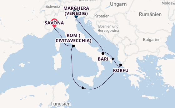 Westliches Mittelmeer ab Deutschland auf der Costa Deliziosa