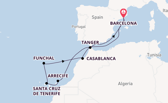 Westelijke Middellandse Zee vanaf Barcelona, Spanje met de Celebrity Infinity