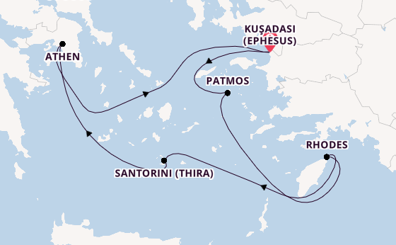 Eastern Mediterranean from Kuşadası (Ephesus), Turkey with the Celestyal Discovery