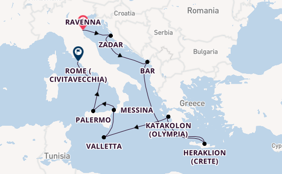 Mediterranean Sea from Ravenna, Italy with the Enchanted Princess