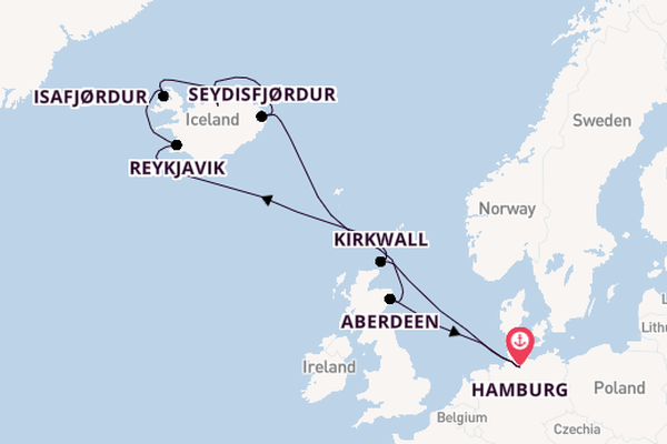 Arctica vanaf Hamburg, Duitsland met AIDAsol