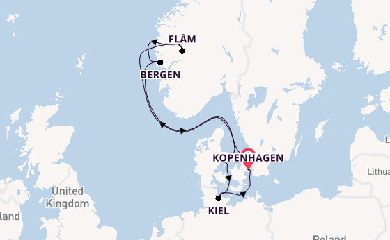 Noorwegen vanaf Kopenhagen, Denemarken met de Costa Diadema