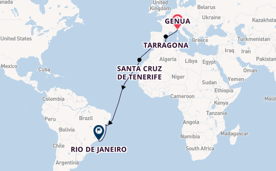 trans-Atlantisch vanaf Genua, Italië met de MSC Divina