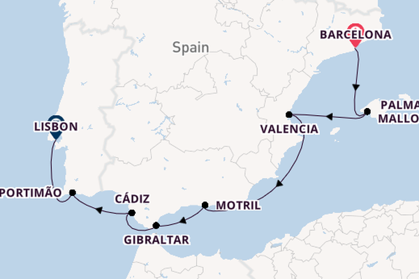 Western Mediterranean from Barcelona, Spain with the Norwegian Dawn