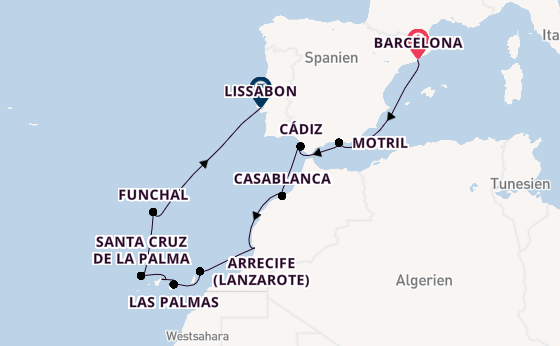 Kanarische Inseln ab Barcelona, Spanien auf der Seven Seas Voyager