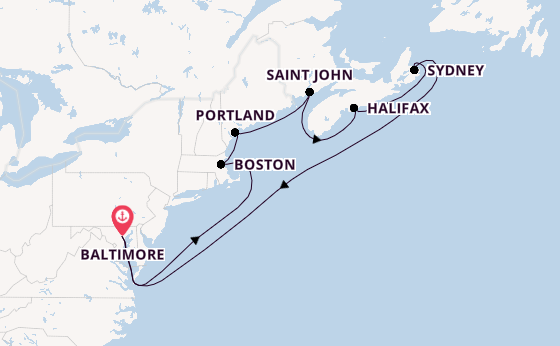 East Coast USA from Baltimore, Maryland with the Vision of the Seas