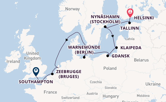 England from Helsinki, Finland with the Norwegian Prima