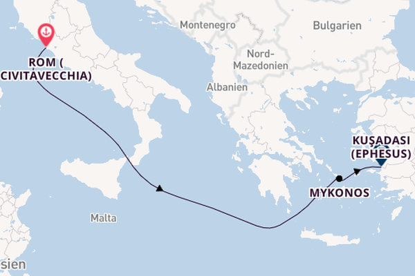 Mittelmeer ab Rom (Civitavecchia), Italien auf der MSC Divina