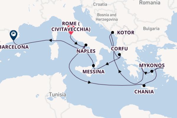 Mediterranean from Rome (Civitavecchia), Italy with the Sun Princess