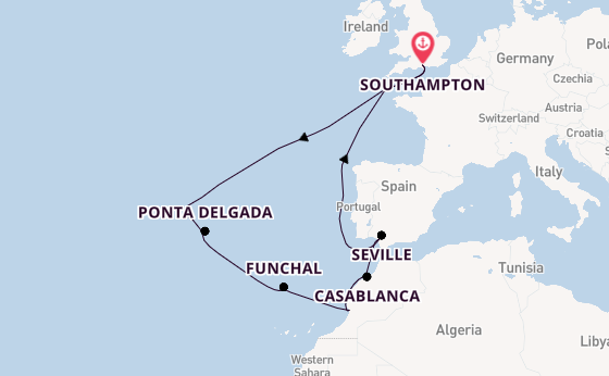 Portugal from Southampton, England with the Queen Victoria