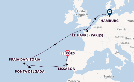 Portugal vanaf Leixões, Portugal met de Mein Schiff 6