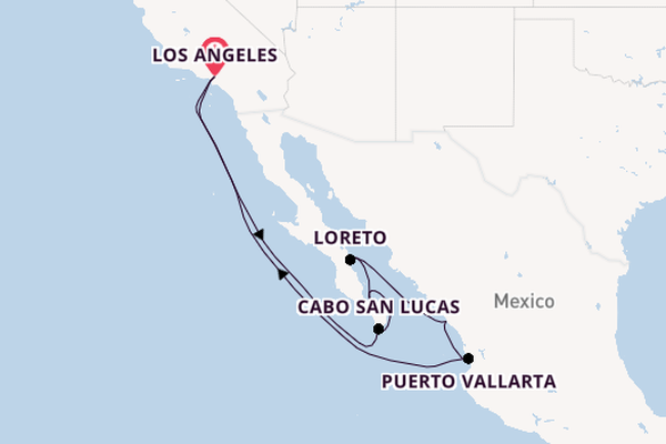 Mexican Riviera from Los Angeles, California, USA with the Crown Princess