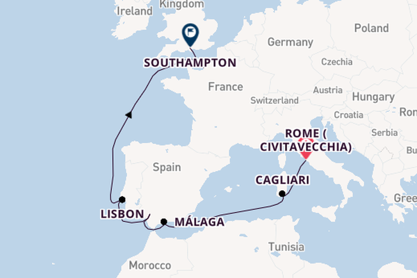 Western Mediterranean from Rome (Civitavecchia), Italy with the Caribbean Princess