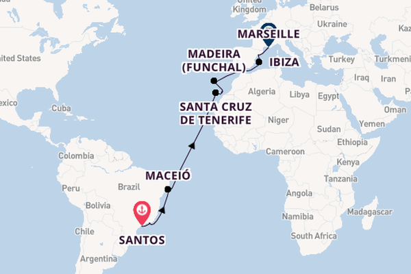 Transatlantic from Santos, Brazil with the MSC Splendida