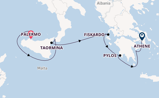 Middellandse Zee vanaf Palermo, Sicilië met de Le Ponant