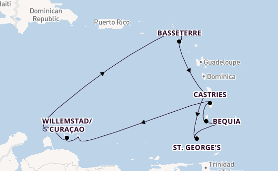 Southern Caribbean from Bridgetown, Barbados with the Silver Spirit