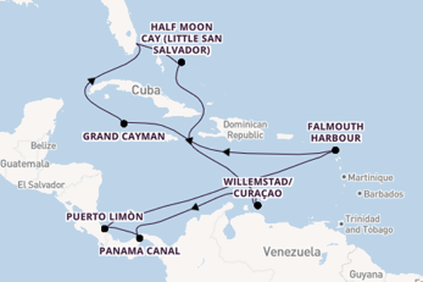 Central America from Fort Lauderdale (Port Everglades), Florida, USA with the Rotterdam